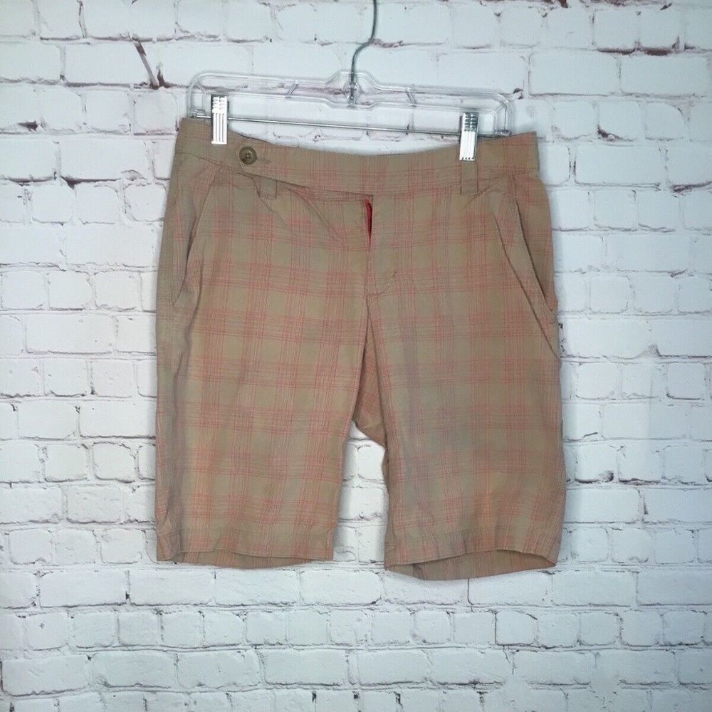 The North Face Regular Women's Tan/Pink‎ Plaid 100% Cotton Bermuda Shorts Size 6